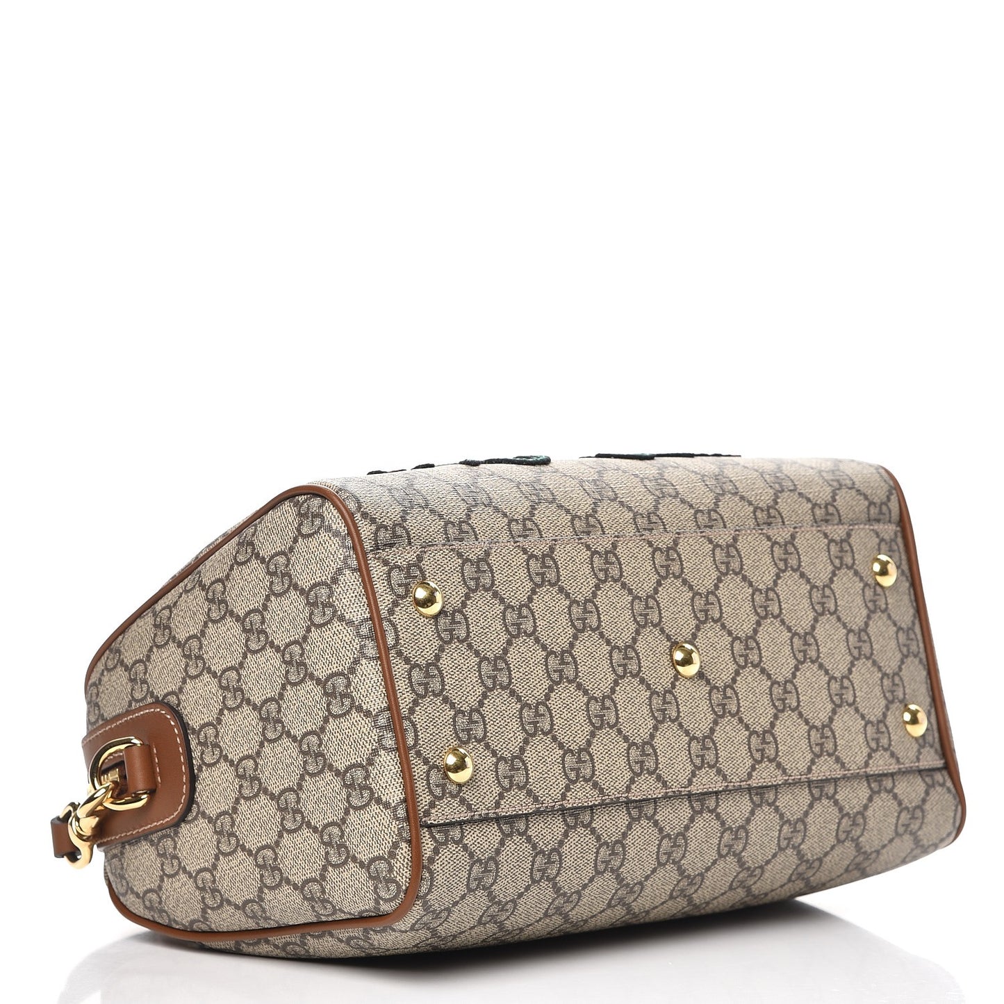 GG Supreme Monogram Floral Embroidered Small Boston Brown