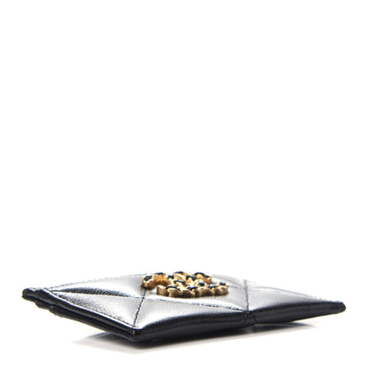 Chanel Shiny Goatskin Quilted Chanel 19 Card Holder Black 4 of 9