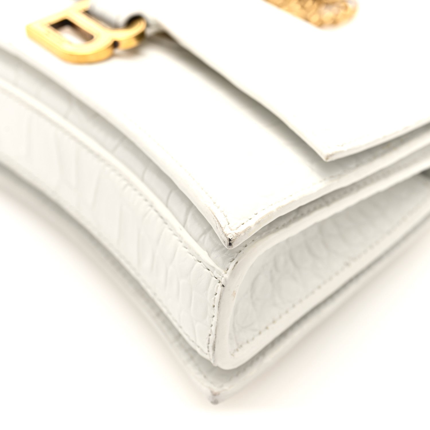 Balenciaga Calfskin Crocodile Small Crush Chain Bag White 9 of 9
