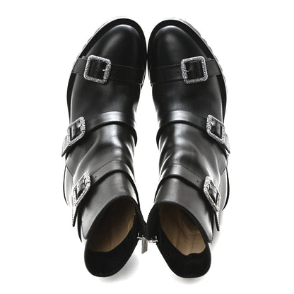 Jimmy Choo Calfskin Crystal Buckle Hank Boots 38 Black 2 of 8