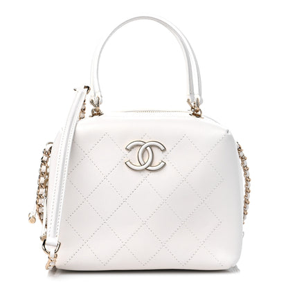 Chanel Calfskin Stitched Cube Top Handle Crossbody Bag White 1 of 12