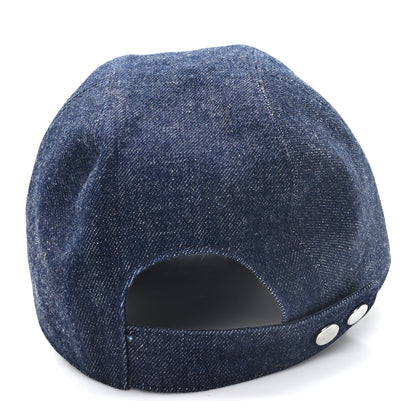 Hermes Denim Embroidered Davis Emile Hat 56 Indigo 5 of 9