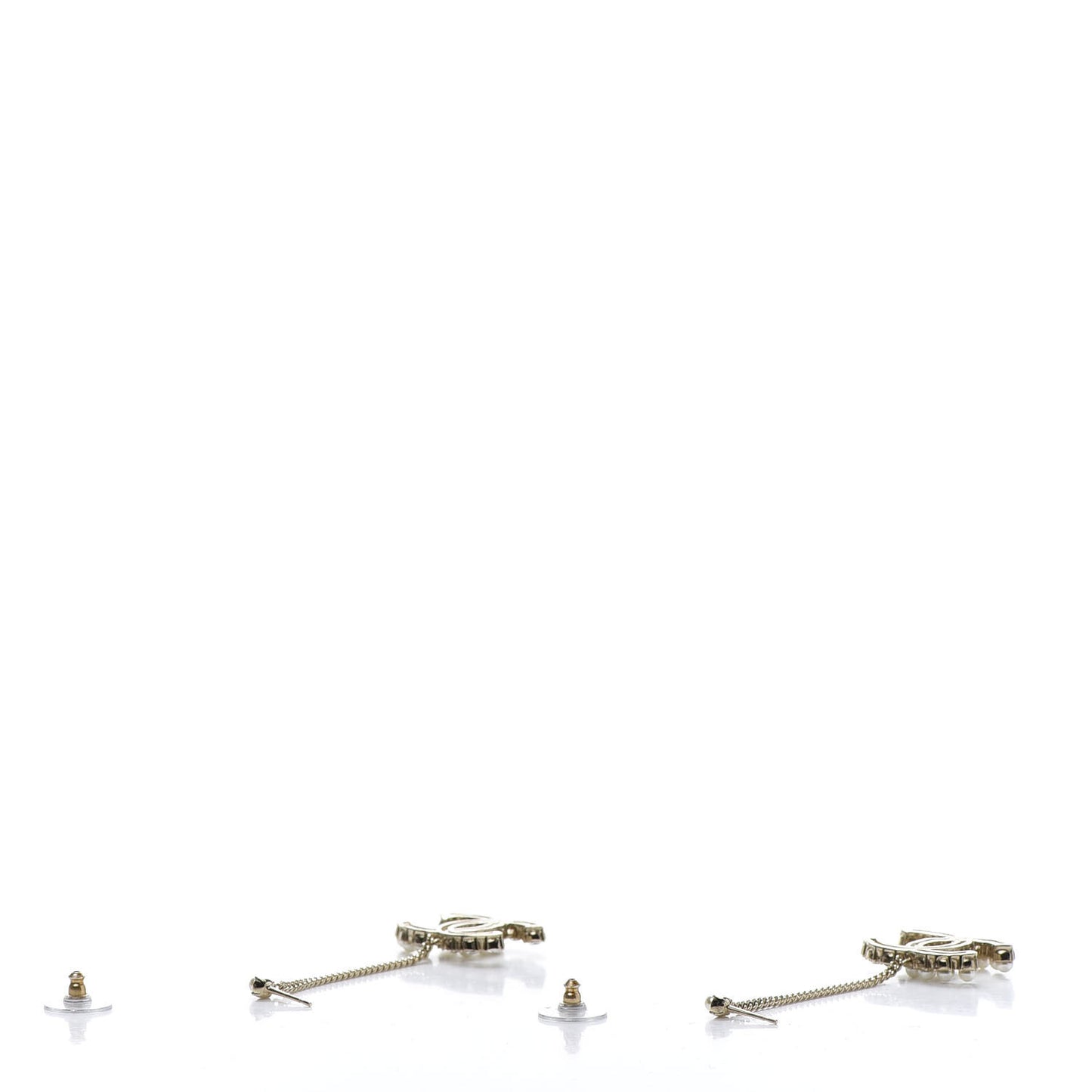 Crystal Pearl Dazzling Domino Drop Earrings Matte Gold