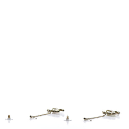 Chanel Crystal Pearl Dazzling Domino Drop Earrings Matte Gold 3 of 5