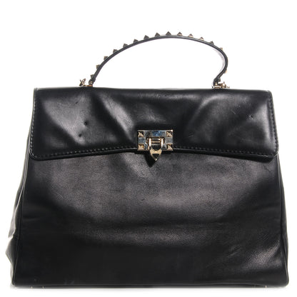Valentino Garavani Leather Rockstud Top Handle Tote Black 1 of 12
