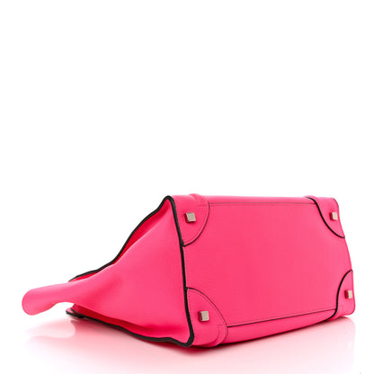 Celine Drummed Calfskin Mini Luggage Fluo Pink 4 of 11