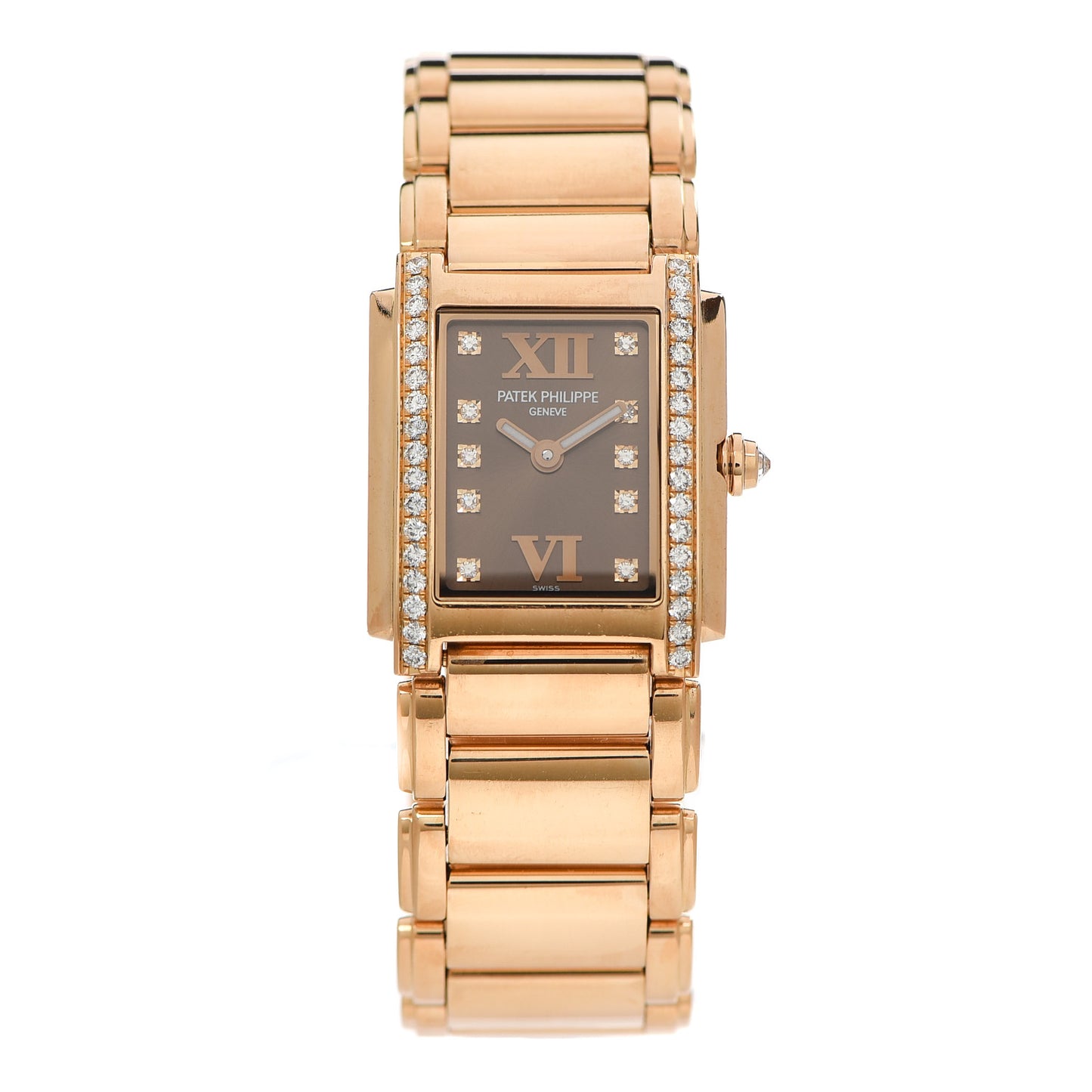 18K Rose Gold Diamond 25mm Twenty-4 Quartz Watch Chocolate 4908/11R-010