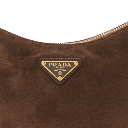Prada Scamosciato Suede Medium Aimee Shoulder Bag Cacao 7 of 9
