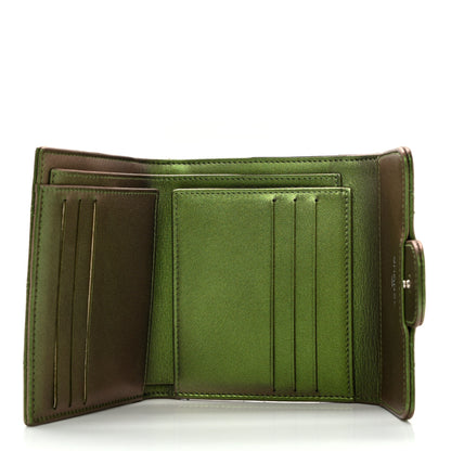 Chanel Iridescent Lambskin Quilted Small Compact Wallet Green 5 of 13