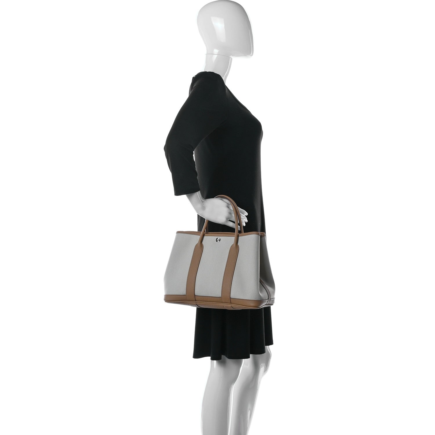 Hermes Toile Militaire Vache Country Garden Party 30 TPM Tote Beton Biscuit 2 of 10