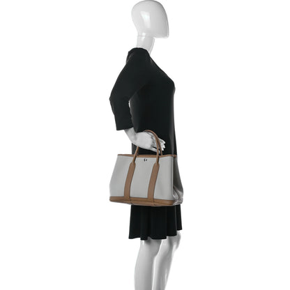 Hermes Toile Militaire Vache Country Garden Party 30 TPM Tote Beton Biscuit 2 of 10
