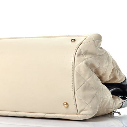 Chanel Calfskin Quilted In The Mix Shopping Tote Beige Black 18 of 20