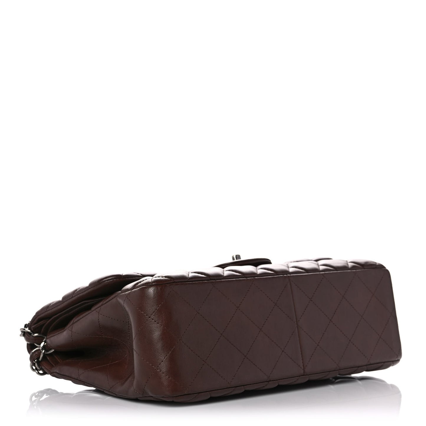 Lambskin Quilted Jumbo Double Flap Dark Brown