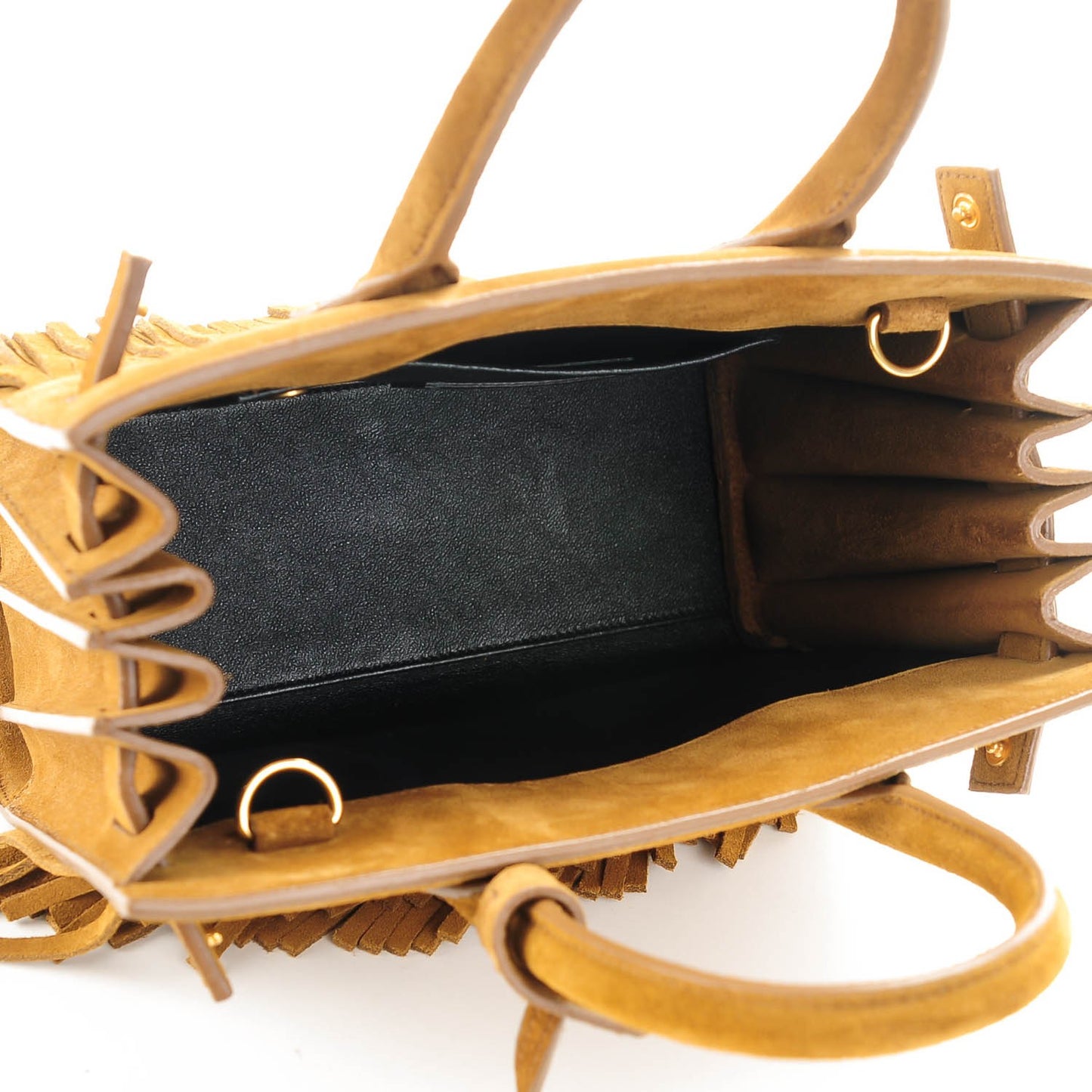 Suede Fringe Nano Sac De Jour Light Ocre