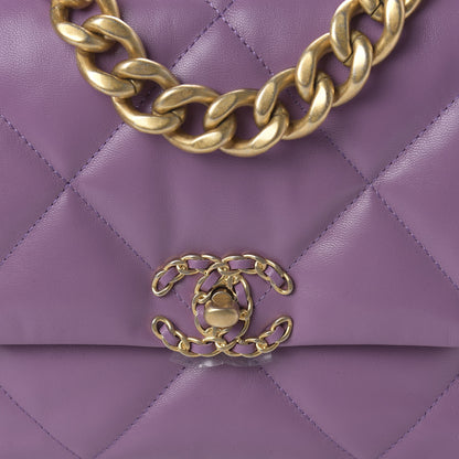Chanel Goatskin Quilted Medium 19 Flap Violet Purple 10 of 11