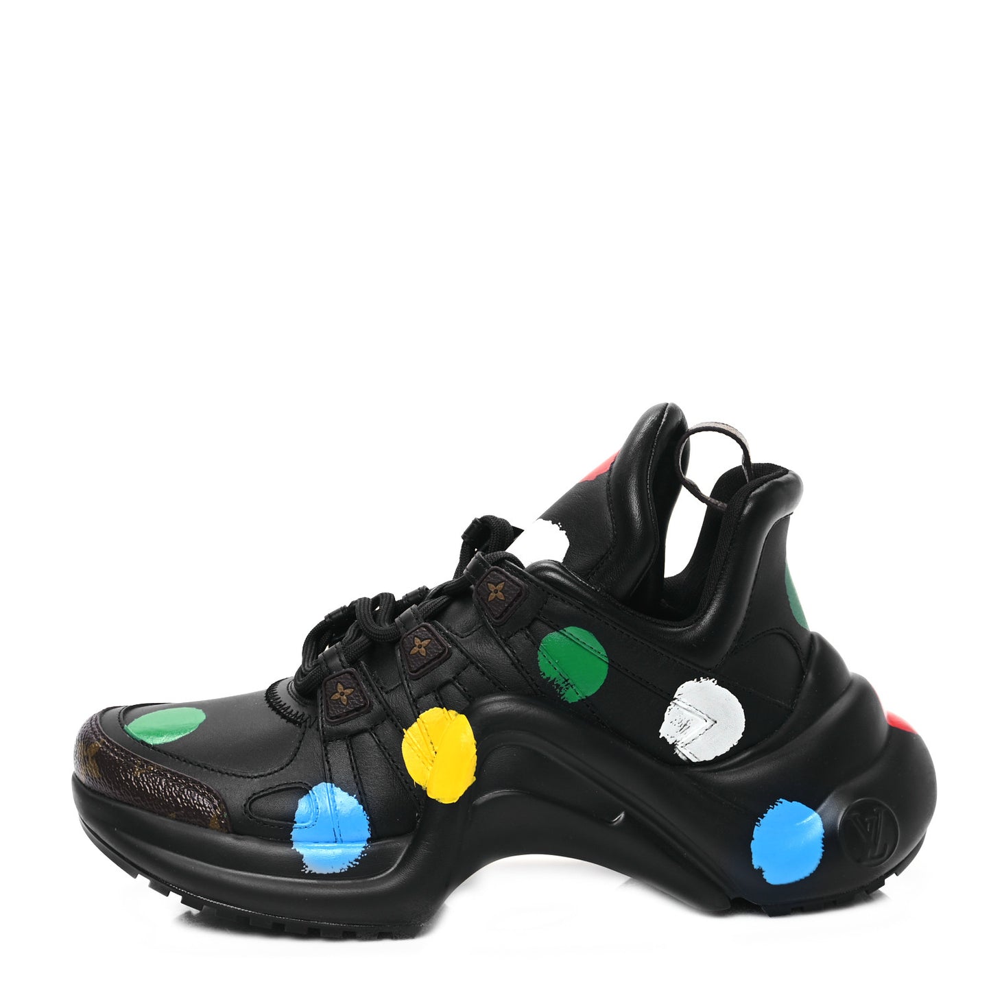 X YK Calfskin Patent Monogram Archlight Sneakers 39 Black