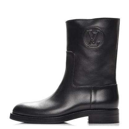 Louis Vuitton Calfskin Overdrive Flat Calf High Boots 39.5 Black 1 of 9
