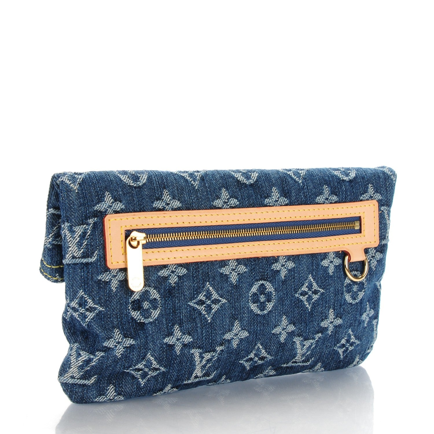 Louis Vuitton Monogram Denim Pochette Plat Clutch Blue 3 of 7