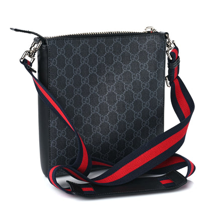 Gucci GG Supreme Monogram Web Small Flat Messenger Bag Black Grey 3 of 10