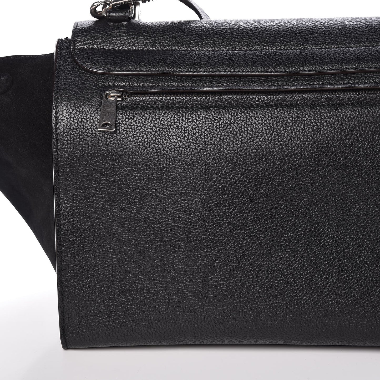Drummed Calfskin Suede Small Trapeze Black