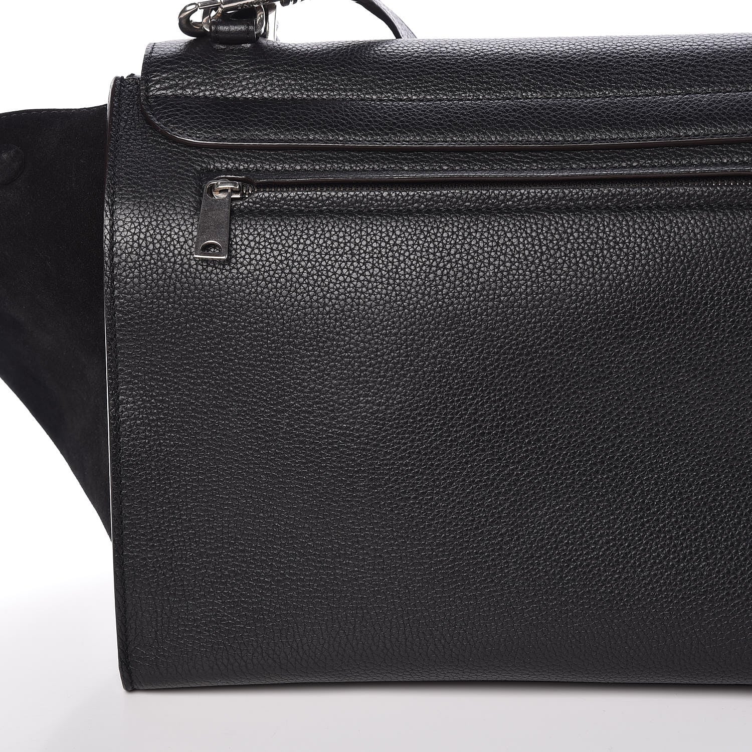 Celine Drummed Calfskin Suede Small Trapeze Black 9 of 13