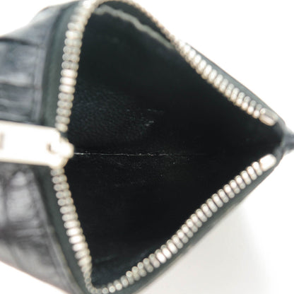 Saint Laurent Calfskin Crocodile Embossed 5 Fragments Zip Card Case Black 5 of 7