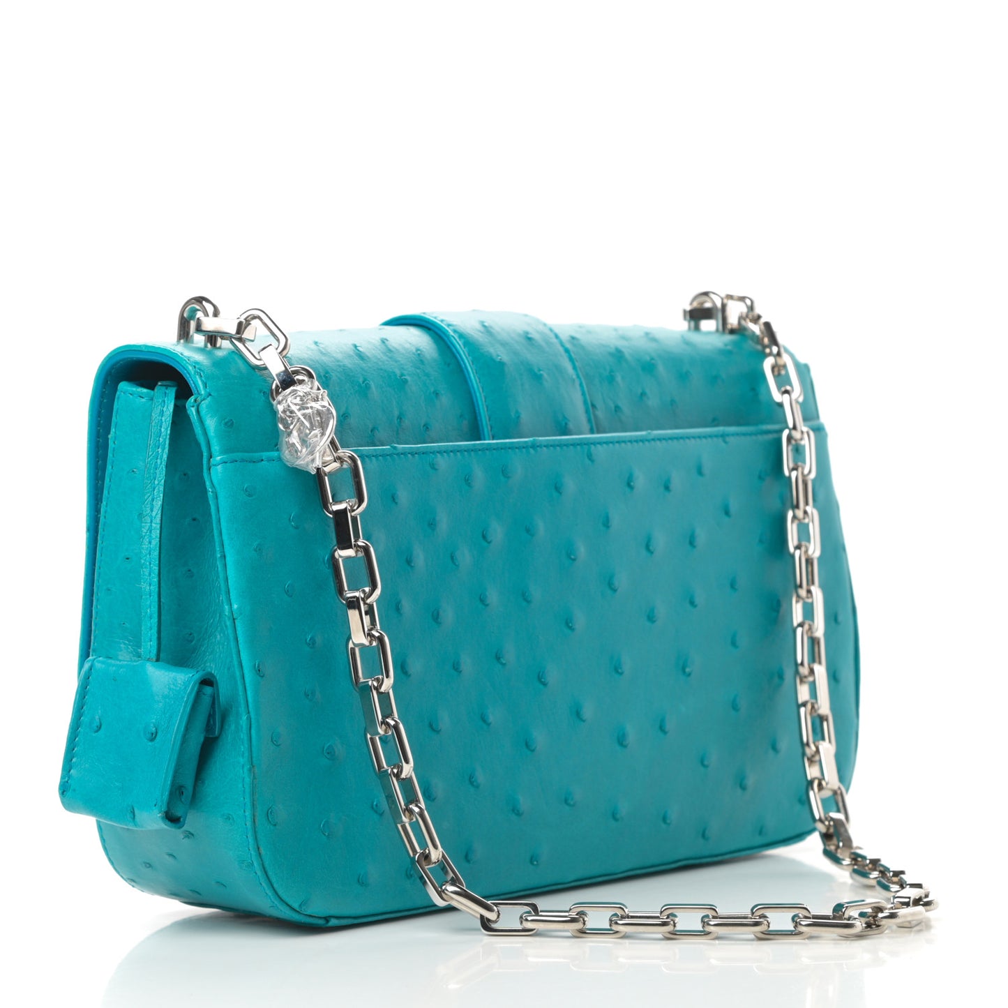 Ostrich Medium Miss Dior Flap Turquoise
