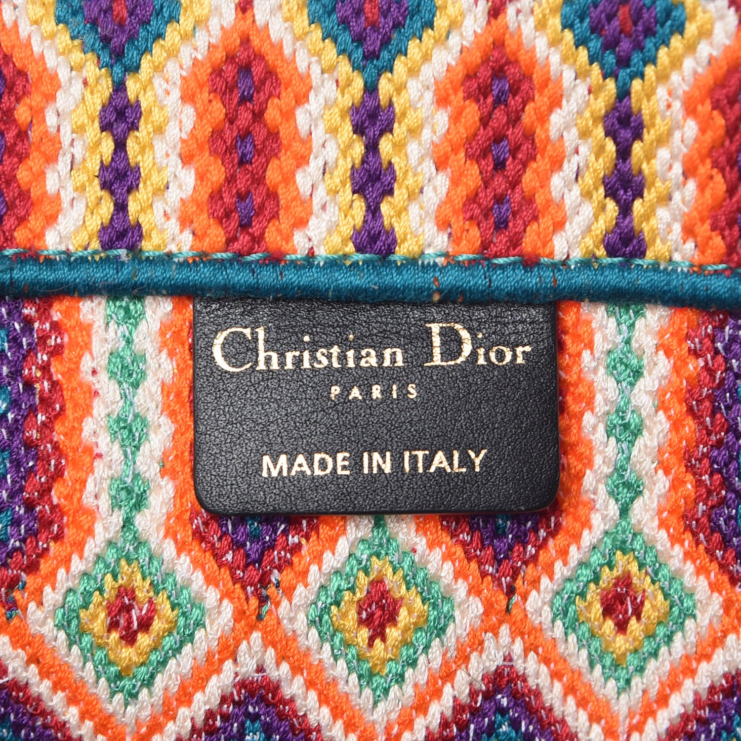 Christian Dior Canvas Embroidered Large Book Tote Orange Multicolor 6 of 13