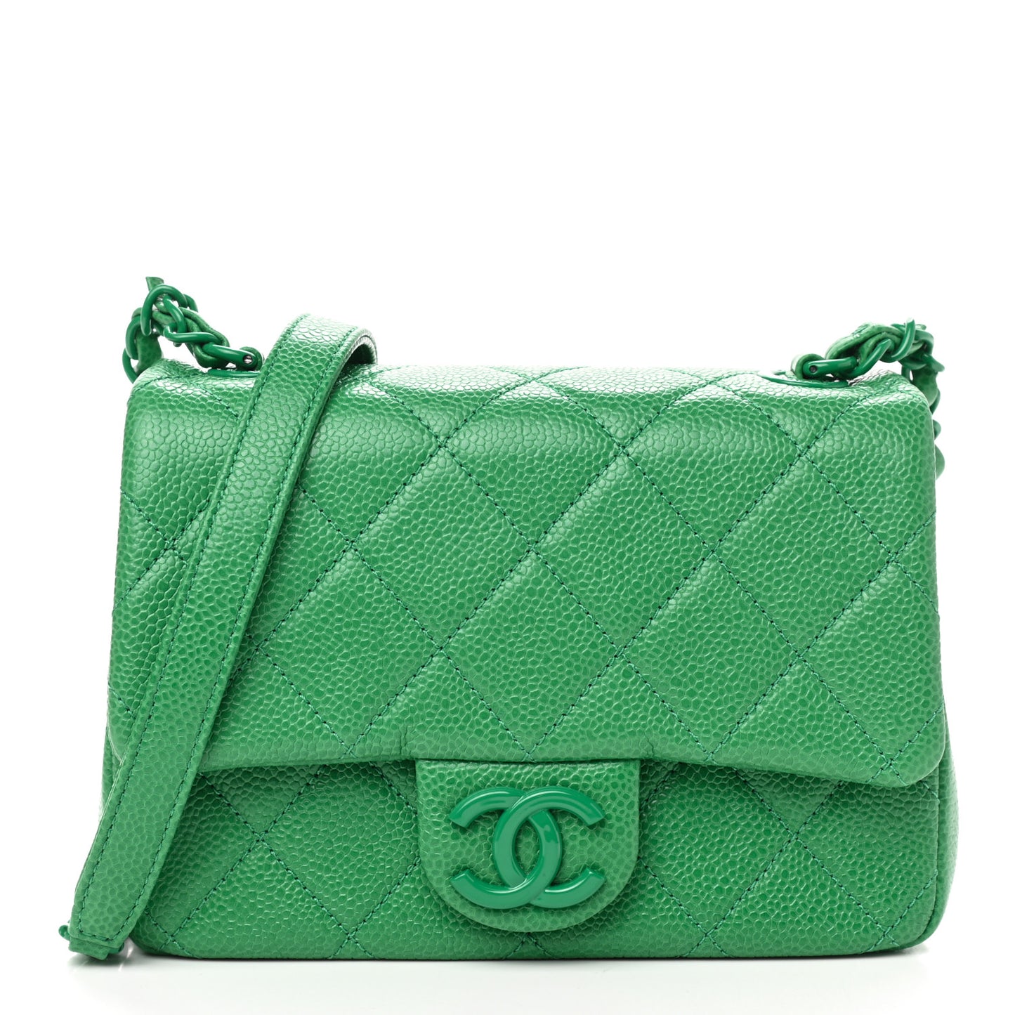 Caviar Quilted Mini Incognito Square Flap Green