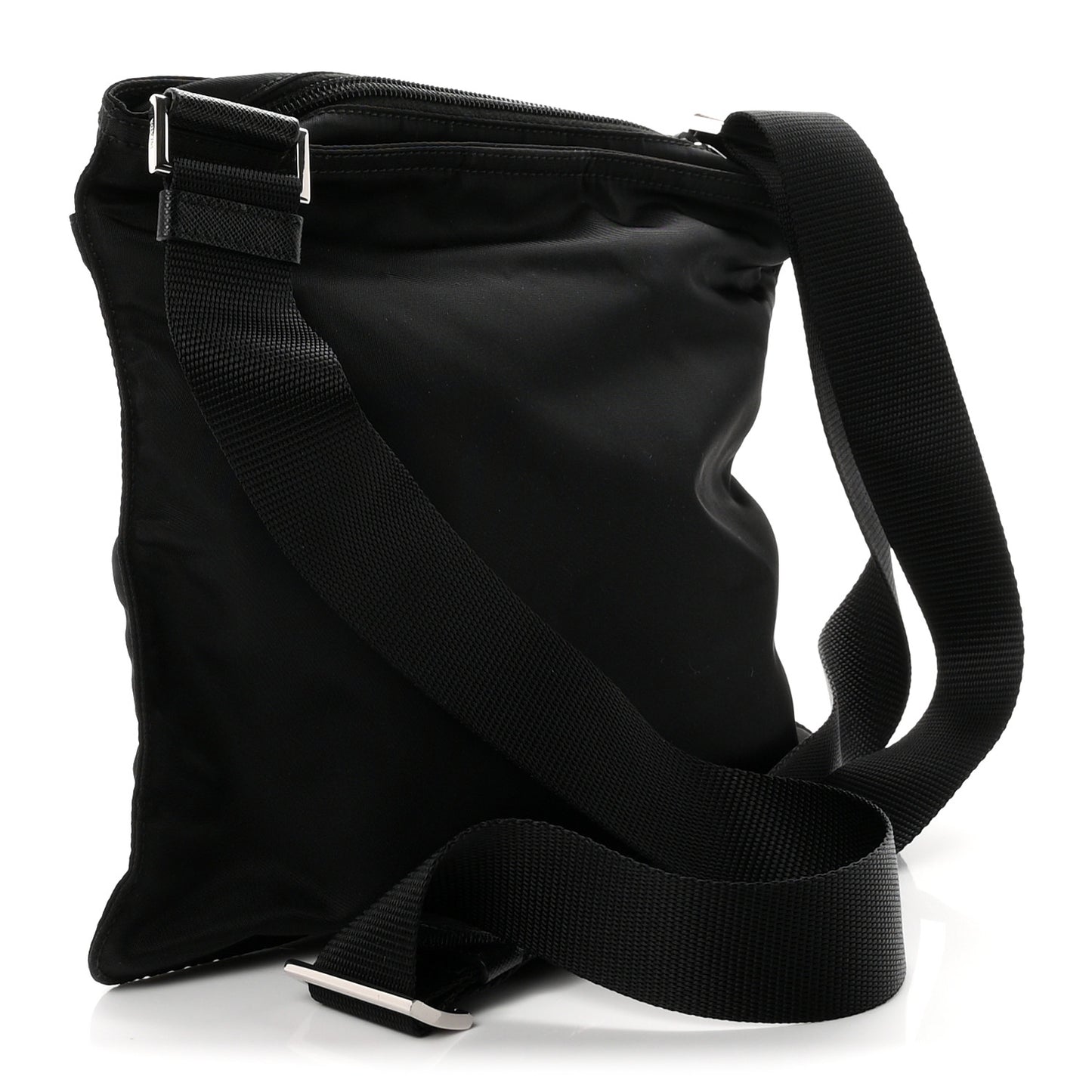 Tessuto Nylon Saffiano Flat Messenger Bag Black