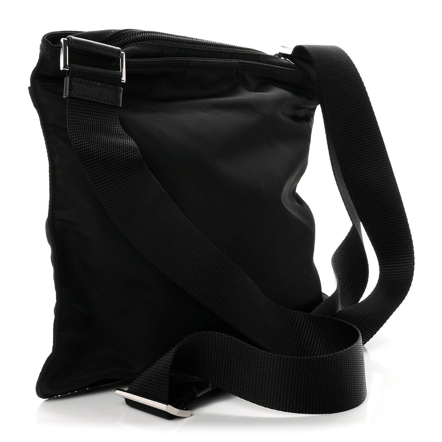 Prada Tessuto Nylon Saffiano Flat Messenger Bag Black 3 of 10