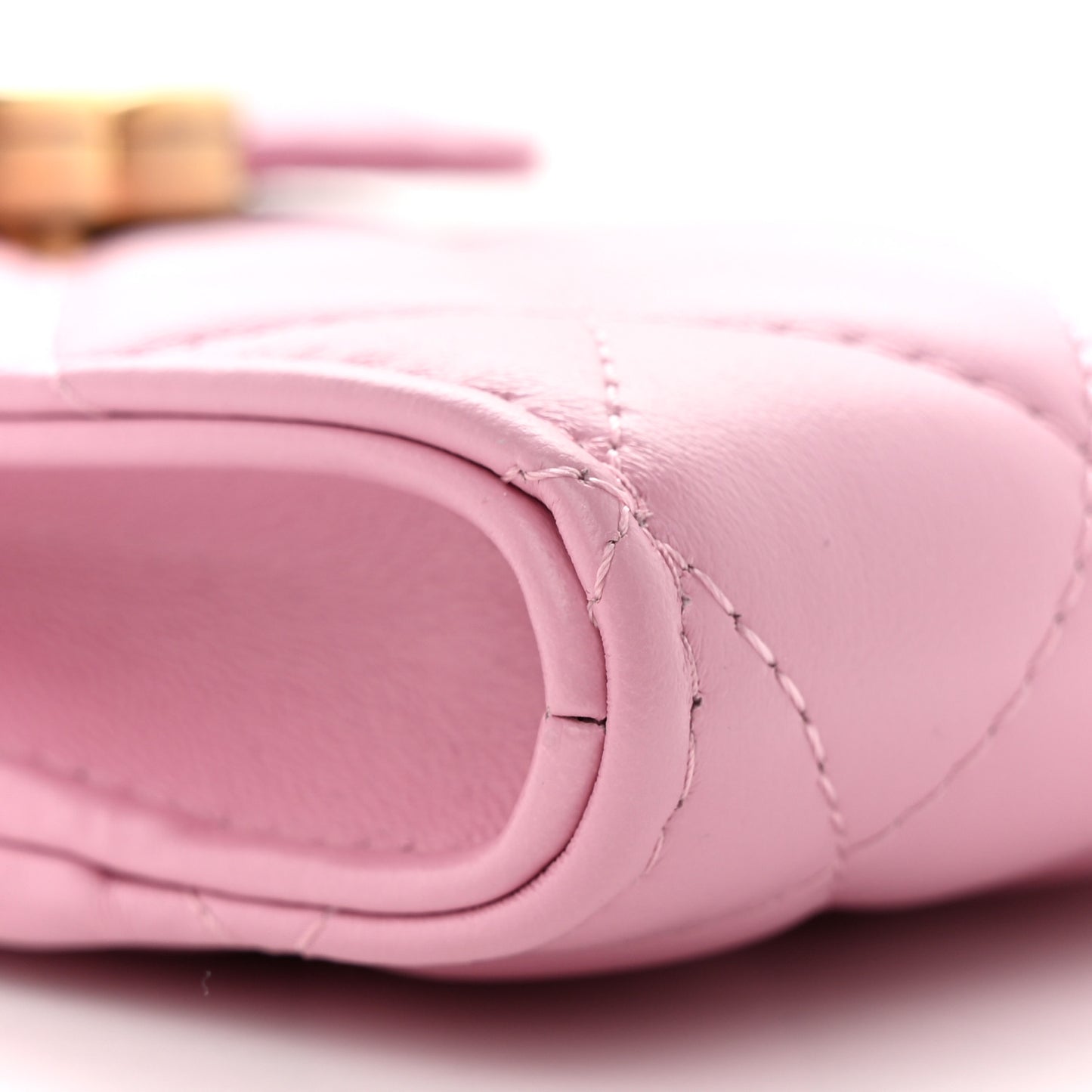 Lambskin Quilted Lacquered Chain Phone Holder With Chain Dark Pink