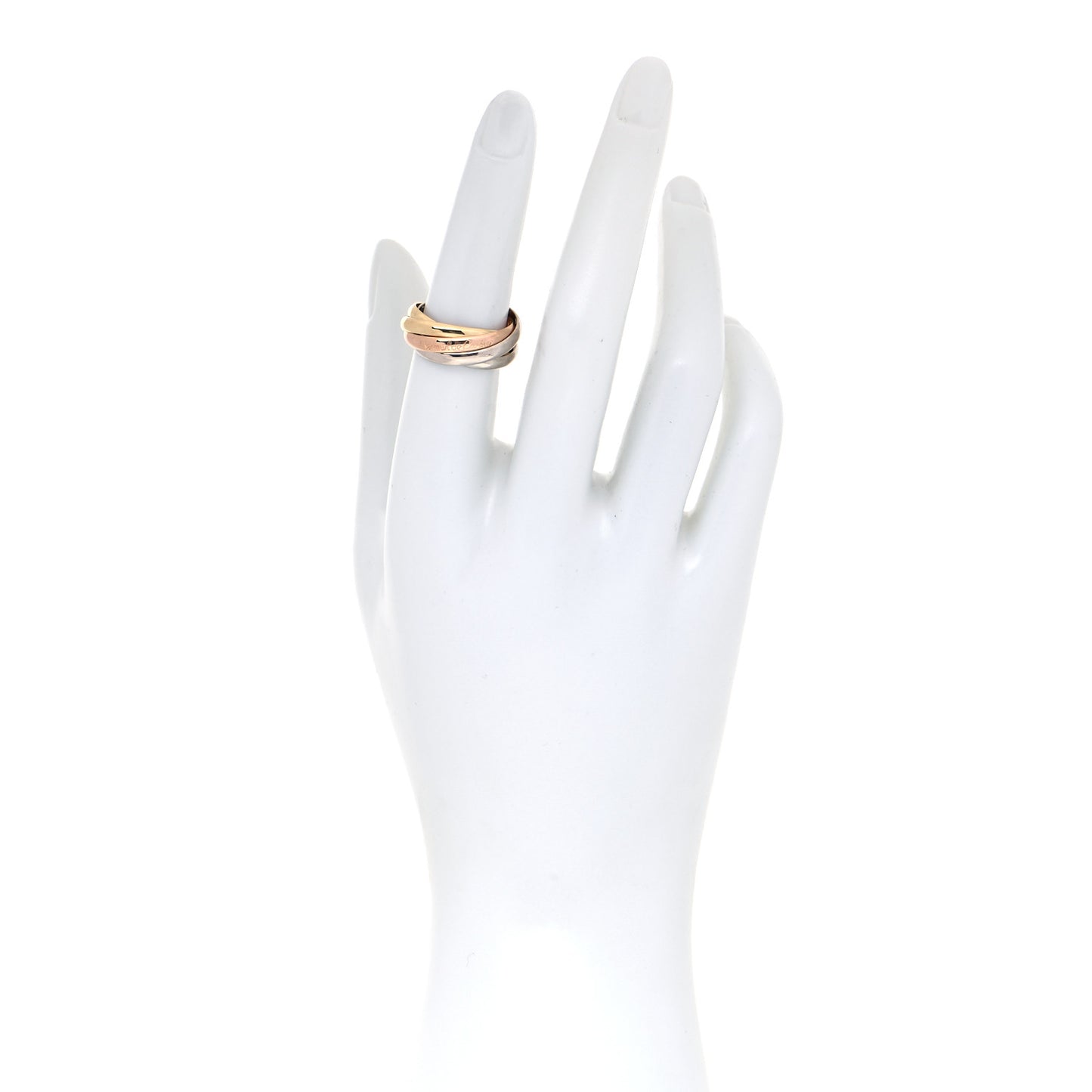 18K Pink Yellow White Gold Five Band Les Must De Cartier Trinity Ring 52 6