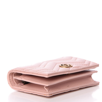 Gucci Calfskin Matelasse GG Marmont Card Case Wallet Perfect Pink 6 of 9