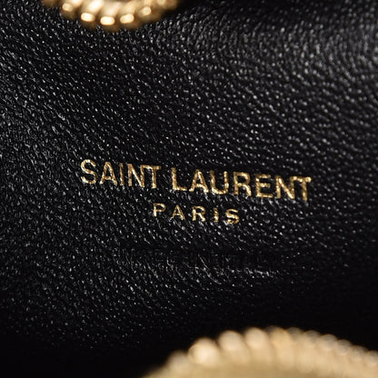 Saint Laurent Metallic Calfskin Matelasse Chevron Monogram Small Love Heart Chain Bag Gold 6 of 7