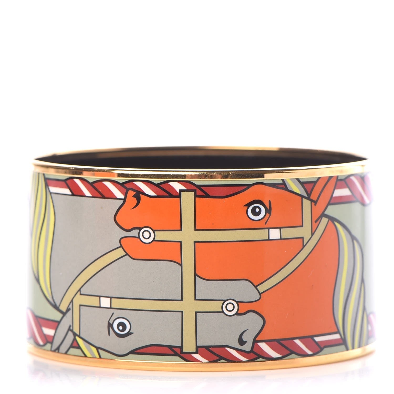 Hermes Enamel Printed Quadrige Extra Wide Bracelet 70 1 of 6