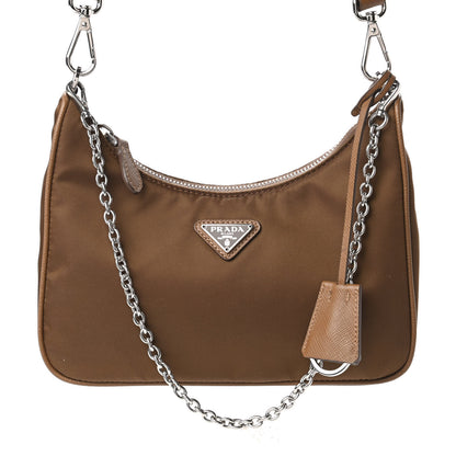 Prada Tessuto Nylon Saffiano Re-Edition 2005 Shoulder Bag Cacao 10 of 10