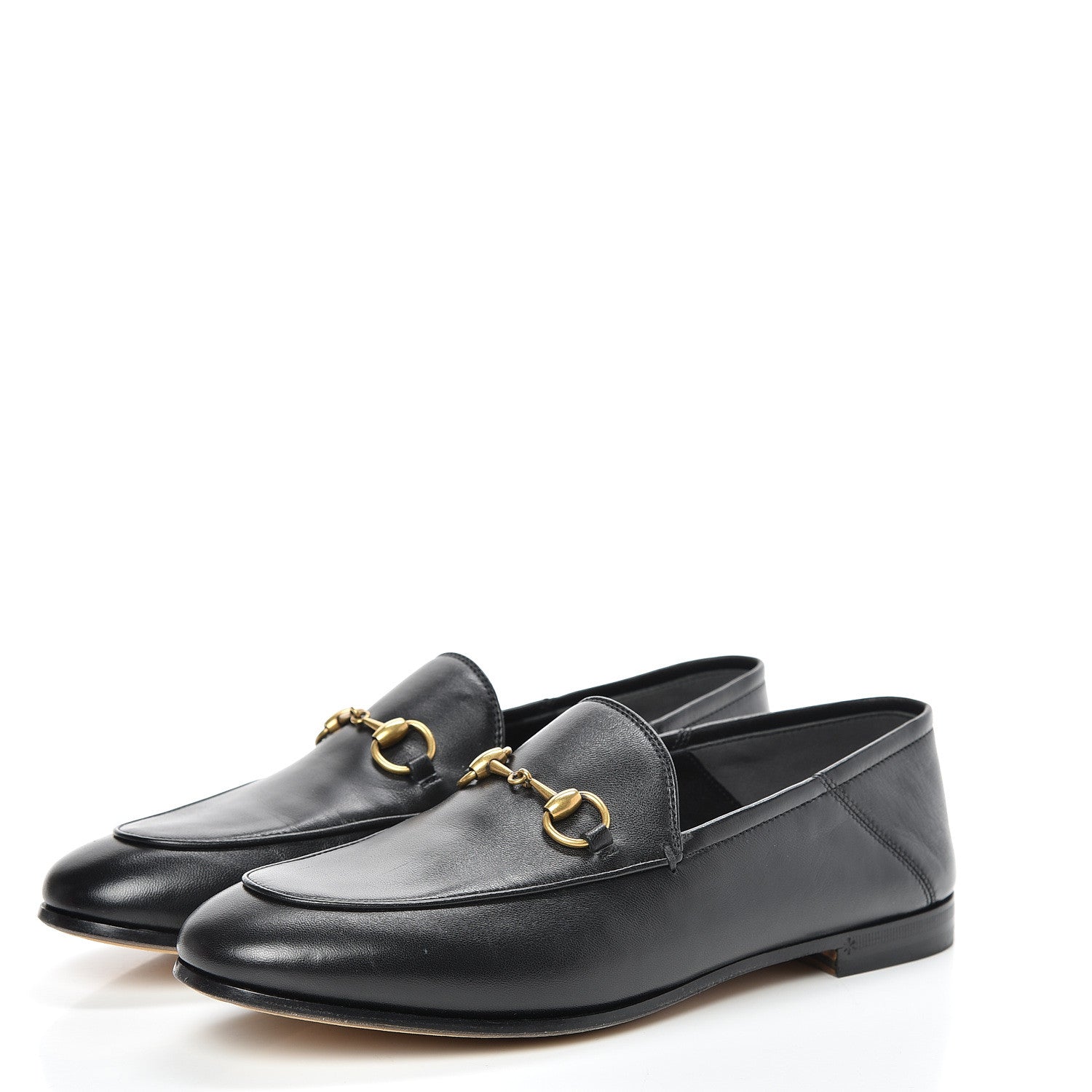 Gucci Lambskin Womens Brixton Horsebit Loafers 37.5 Black 3 of 12