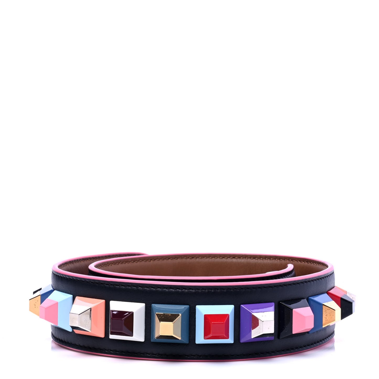 Vitello Dolce Plexiglass Bi-Color Studded Strap You Black Brownie Multicolor