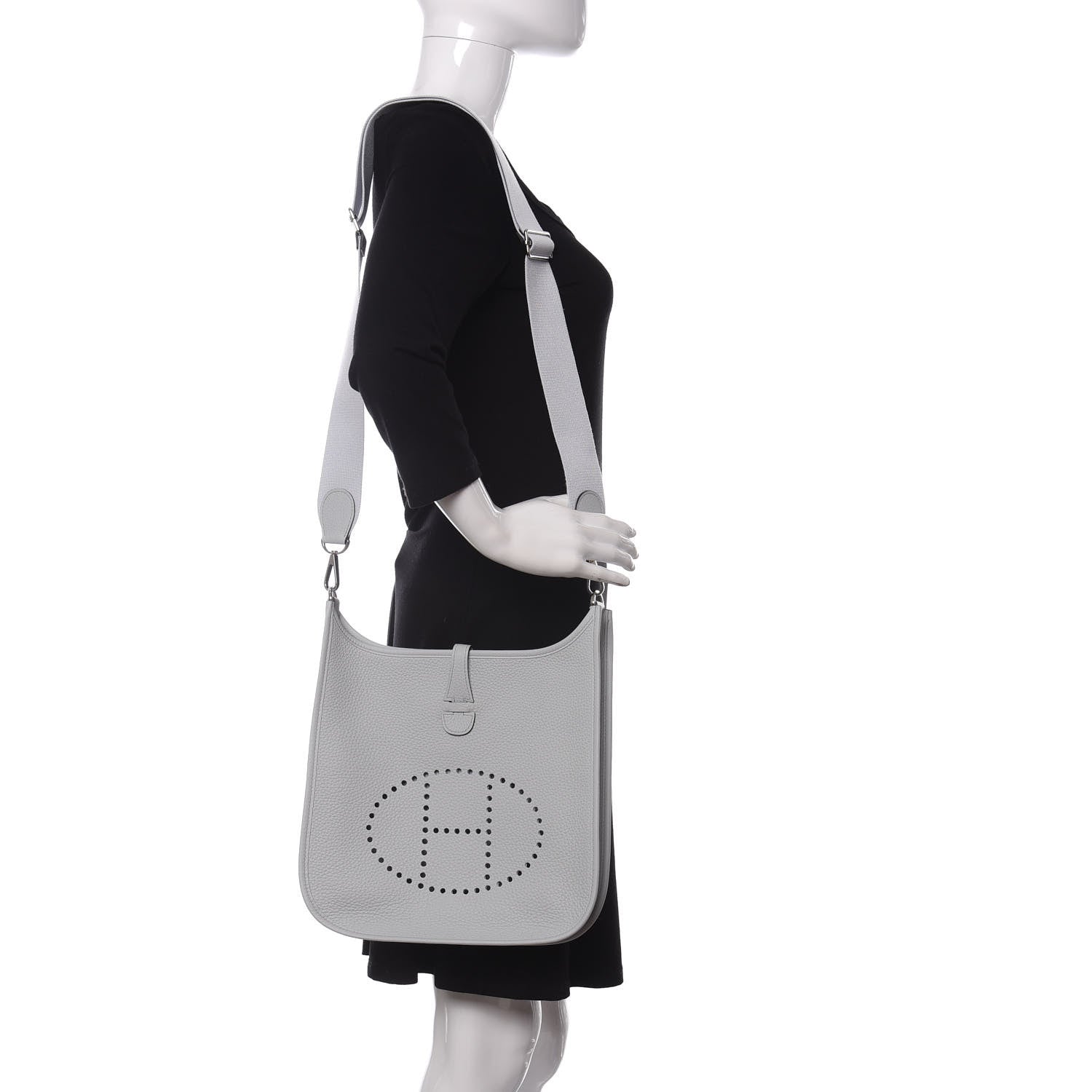 Hermes Taurillon Clemence Evelyne III PM Bleu Pale 2 of 9