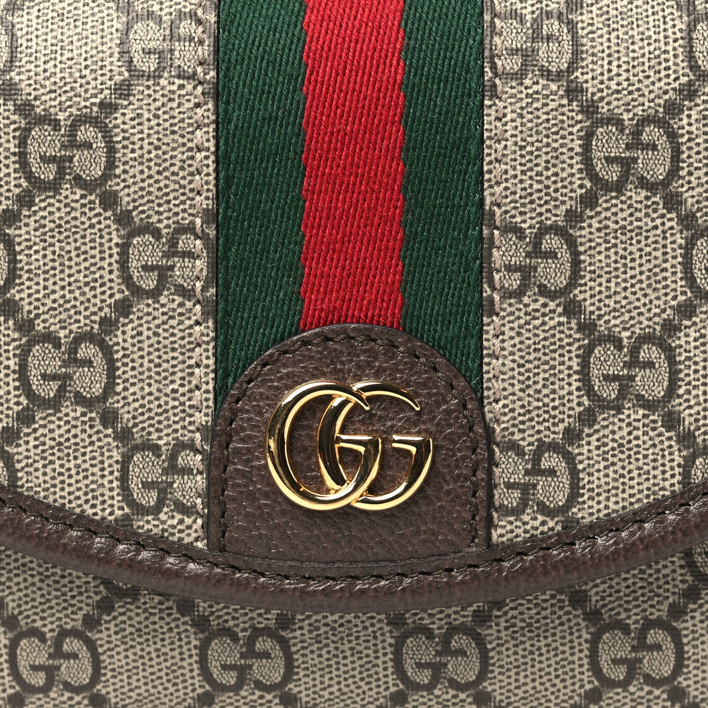 GG Supreme Monogram Textured Dollar Calfskin Mini Ophidia Flap Shoulder Bag Beige Ebony New Acero