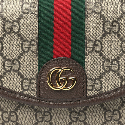 Gucci GG Supreme Monogram Textured Dollar Calfskin Mini Ophidia Flap Shoulder Bag Beige Ebony New Acero 8 of 10