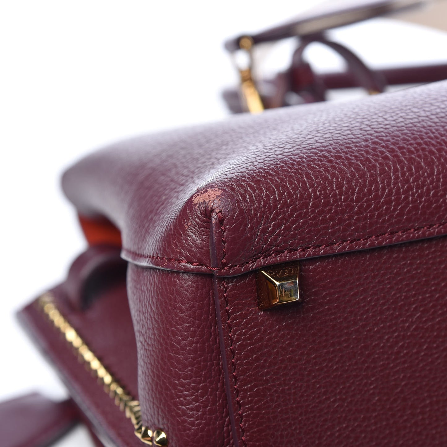 Grained Calfskin Studded Medium Milla Tote Rustic Brown