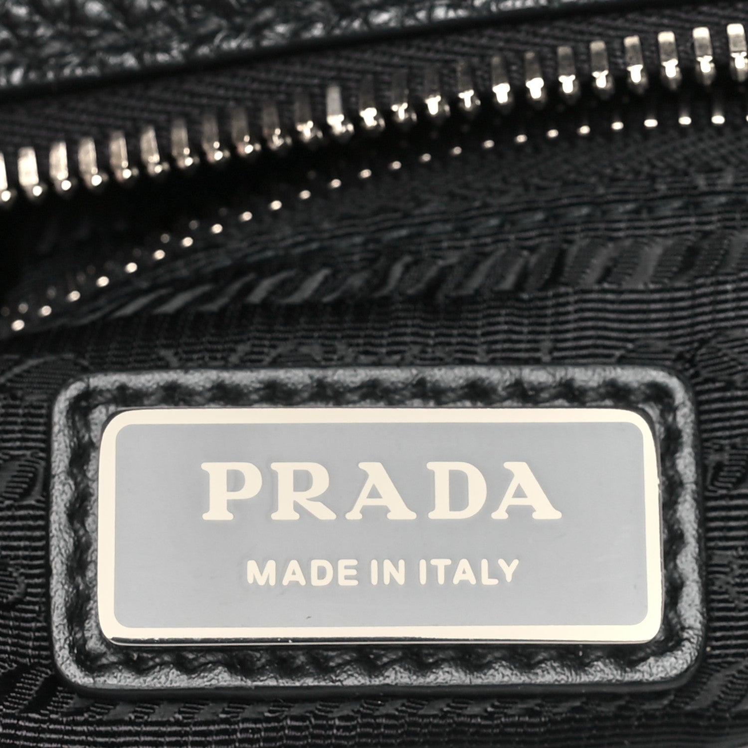 Prada Vitello Daino Triangle Logo Embossed Shoulder Bag Black 6 of 9