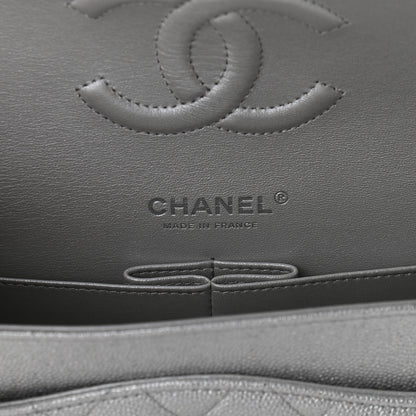 Chanel Glittered Metallic Caviar Quilted Medium Double Flap Silver 6 of 9