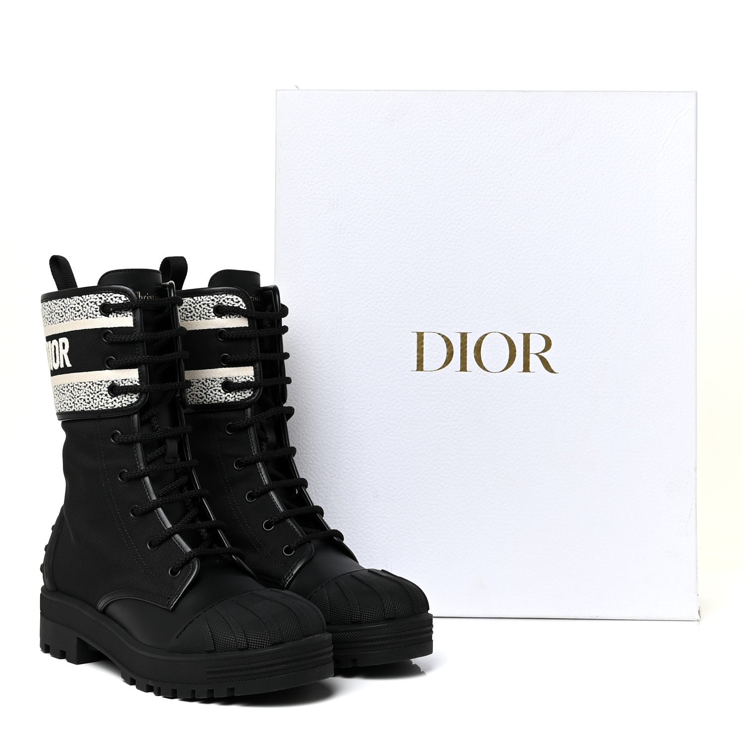 Christian Dior Calfskin Technical Fabric D-Major Ankle Boots 37 Black White 12 of 12