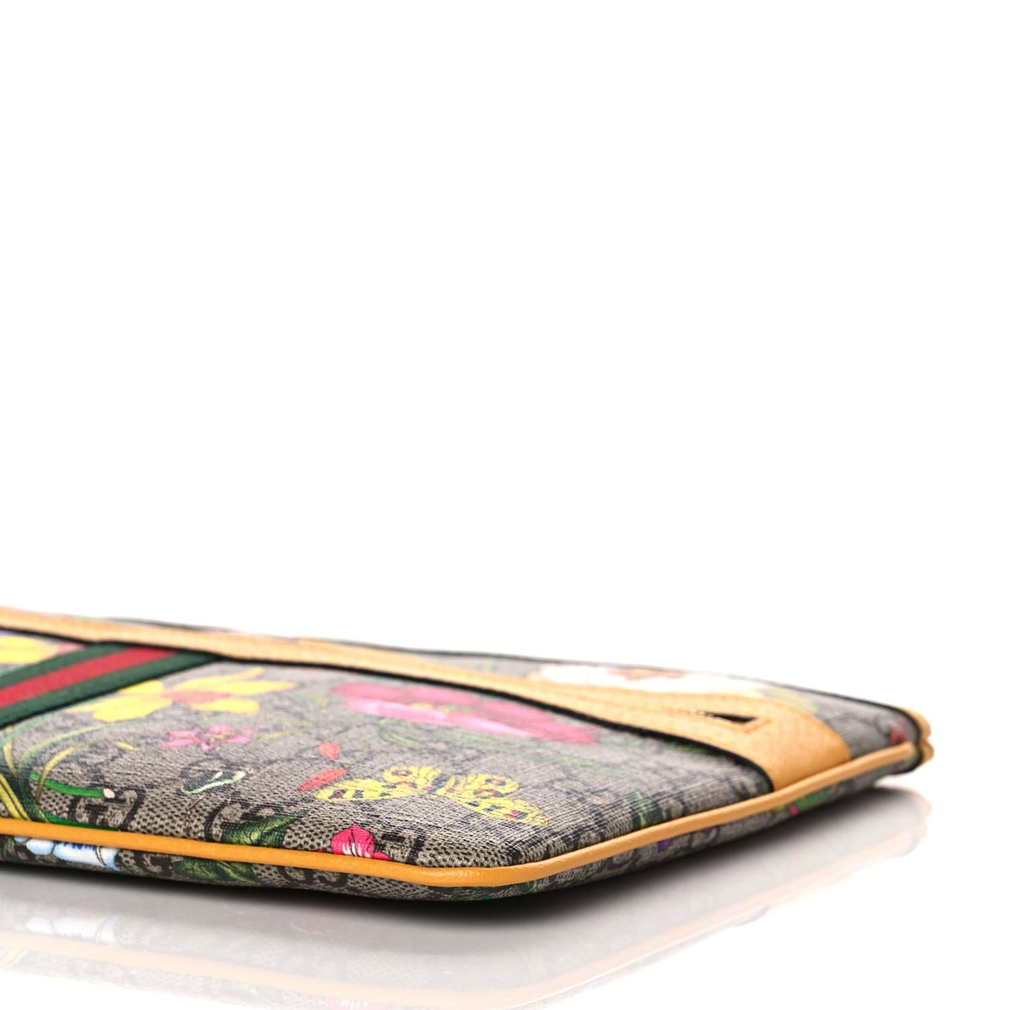 GG Supreme Monogram Flora Large Ophidia Pouch Clutch Beige Multicolor Crop