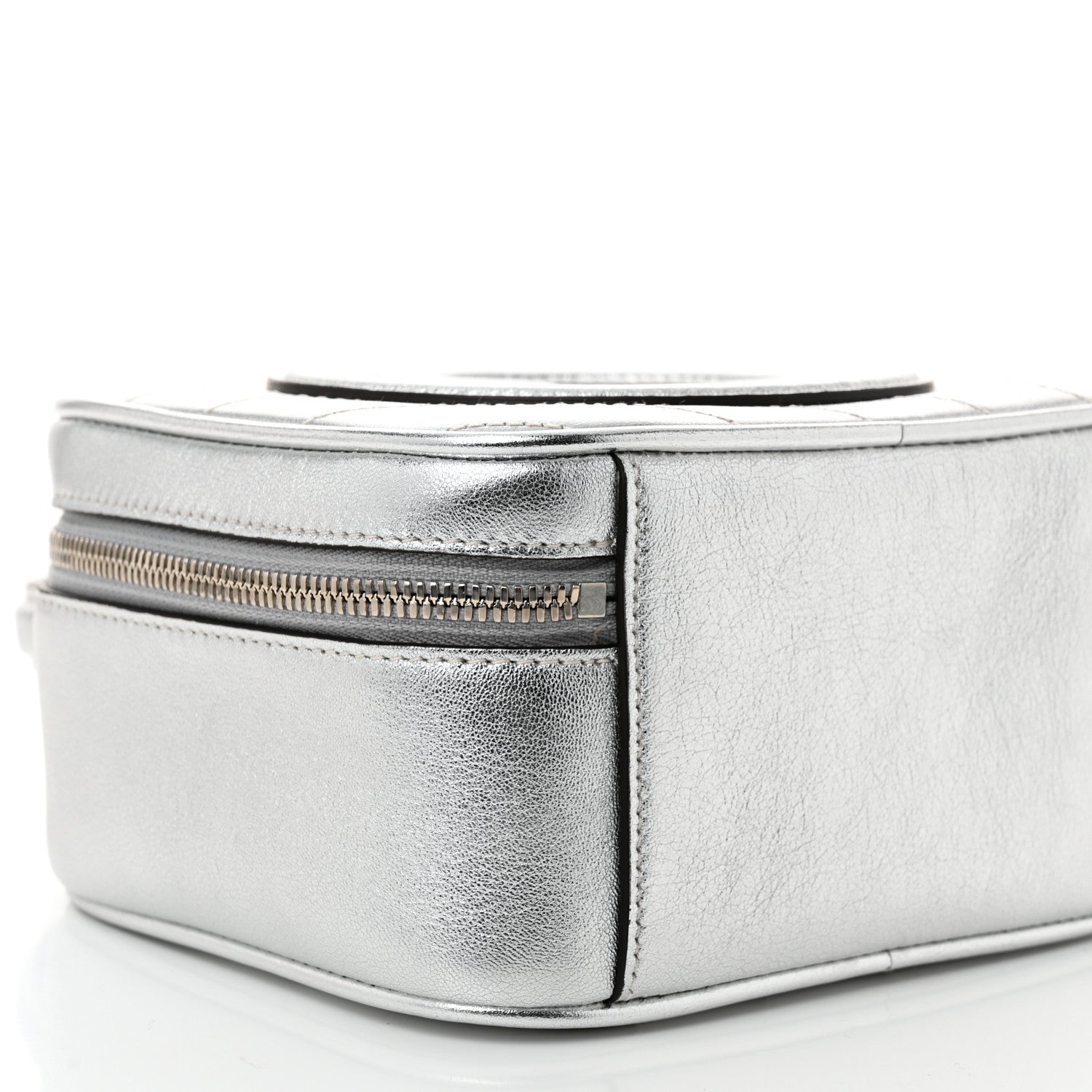 Gucci Metallic Sakai Be Green Calfskin Diagonal Stitched Blondie Top Handle Bag Silver 9 of 10