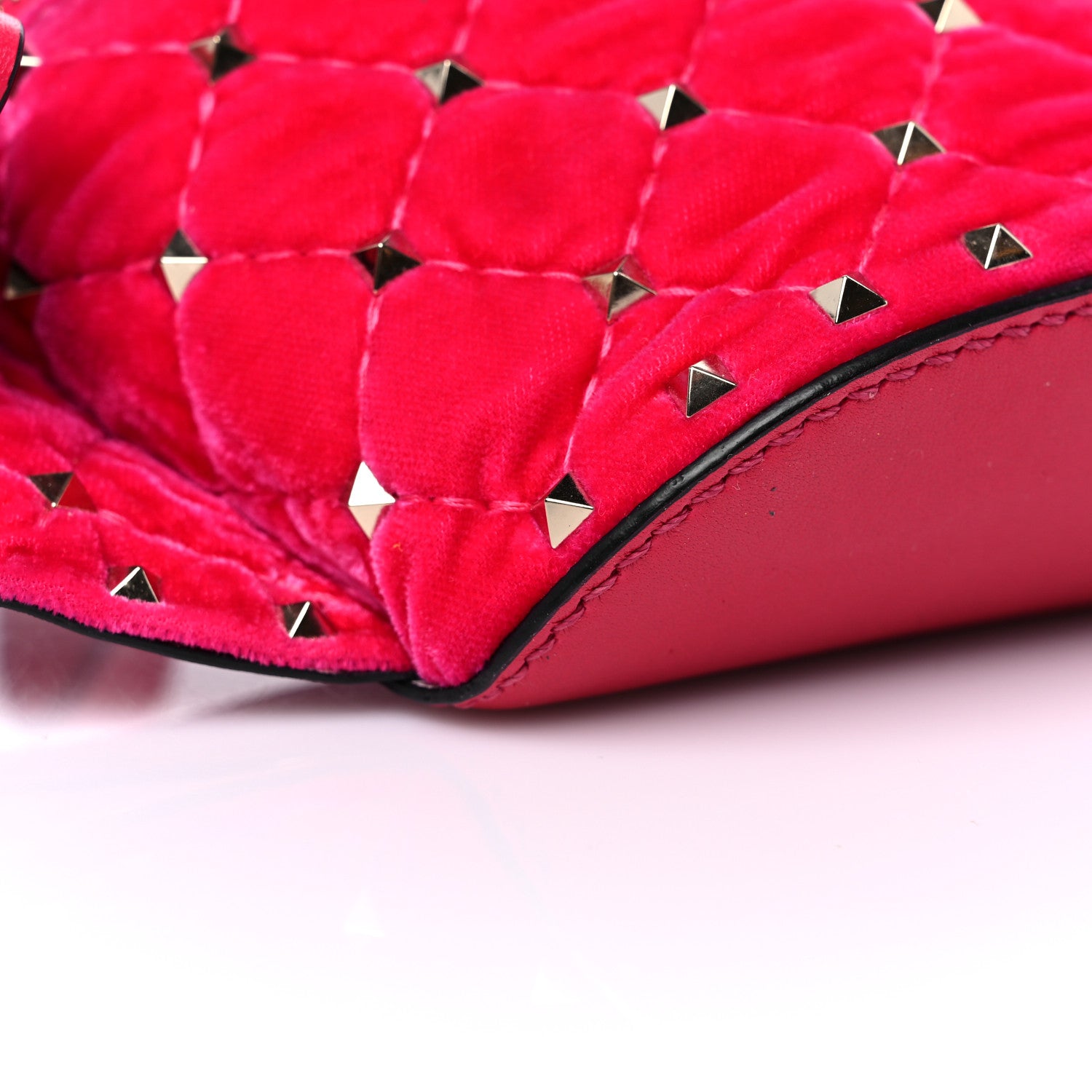 Valentino Garavani Velvet Rockstud Spike Belt Bag 85 Disco Pink 7 of 10