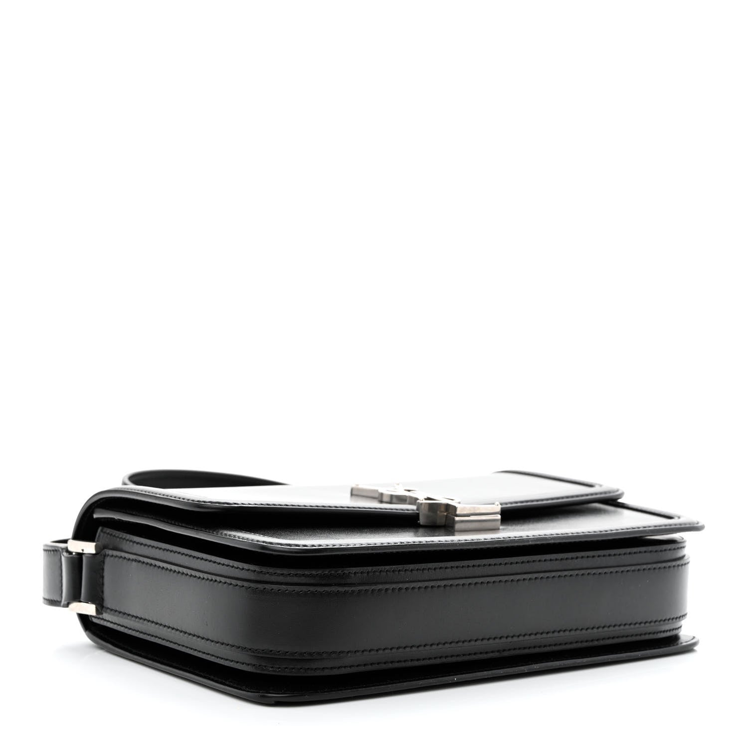 Saint Laurent Box Calfskin Monogram Medium Solferino Satchel Black 4 of 10